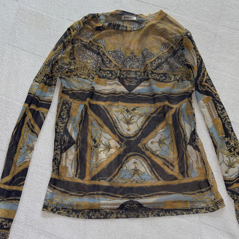Elegant Patterned Long Sleeve Top